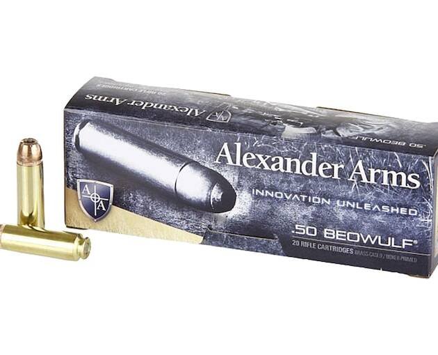 Alexander Arms 50 Beowulf Ammo 350 Grain Hornady XTP Jacketed Hollow Point Box of 20