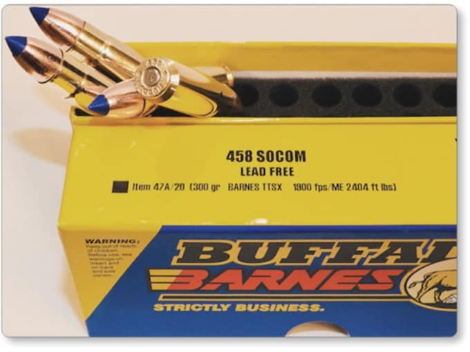 Buffalo Bore 458 Socom Ammo 300 Grain Barnes Triple-Shock X Solid Hollow Point Lead Free