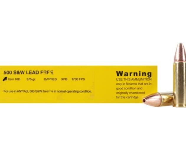 Buffalo Bore 500 S&W Magnum Ammo 375 Grain Barnes XPB Solid Hollow Point Lead Free