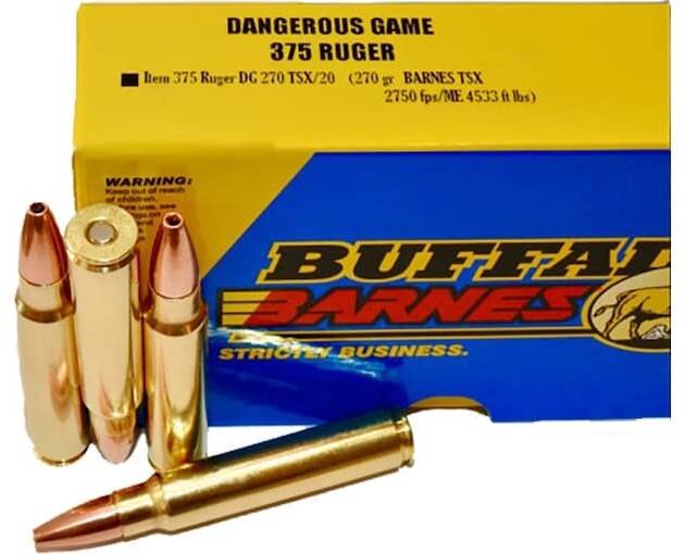 Buffalo Bore Dangerous Game 375 Ruger Ammo 270 Grain Barnes TSX Solid Hollow Point Lead Free