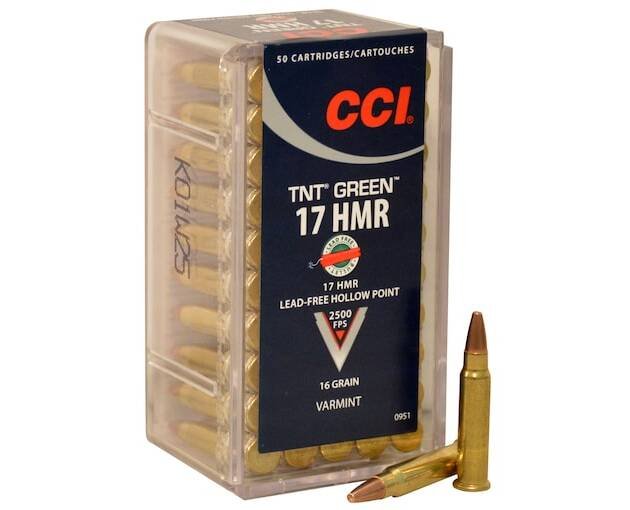 CCI 17 Hornady Magnum Rimfire (HMR) Ammo 16 Grain Solid Hollow Point