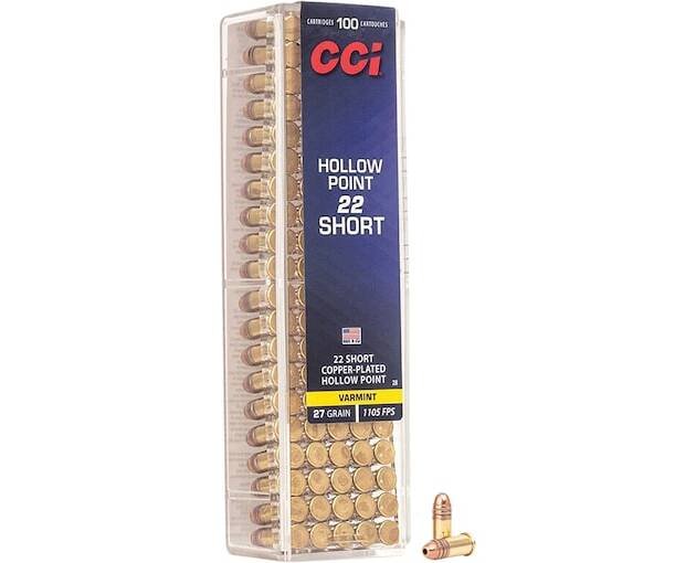 CCI 22 Short Ammo 27 Grain Plated Hollow Point