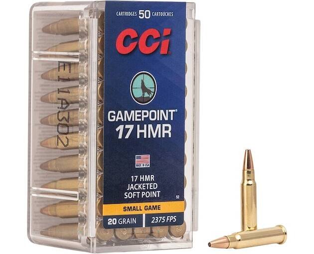 CCI GamePoint 17 Hornady Magnum Rimfire (HMR) Ammo 20 Grain Jacketed Soft Point