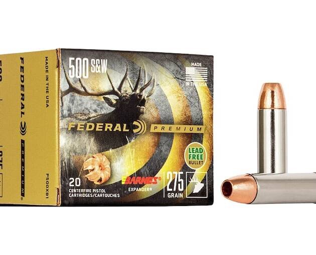 Federal Premium 500 S&W Magnum Ammo 275 Grain Barnes XPB Solid Hollow Point Lead Free