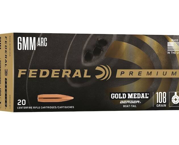 Federal Premium Gold Medal 6mm ARC Ammo 108 Grain Berger Target Jacketed Hollow Point