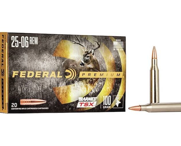 Federal Premium TSX 25-06 Remington Ammo 100 Grain Barnes Triple-Shock X Solid Hollow Point Lead Free