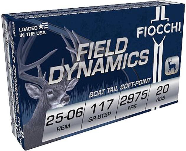 Fiocchi Field Dynamics 25-06 Remington Ammo 117 Grain Hornady Interlock Jacketed Soft Point