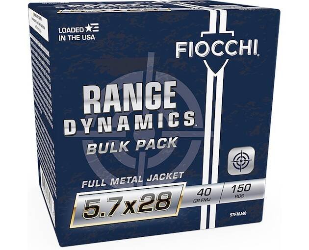 Fiocchi Range Dynamics 5.7x28mm FN Ammo 40 Grain Full Metal Jacket