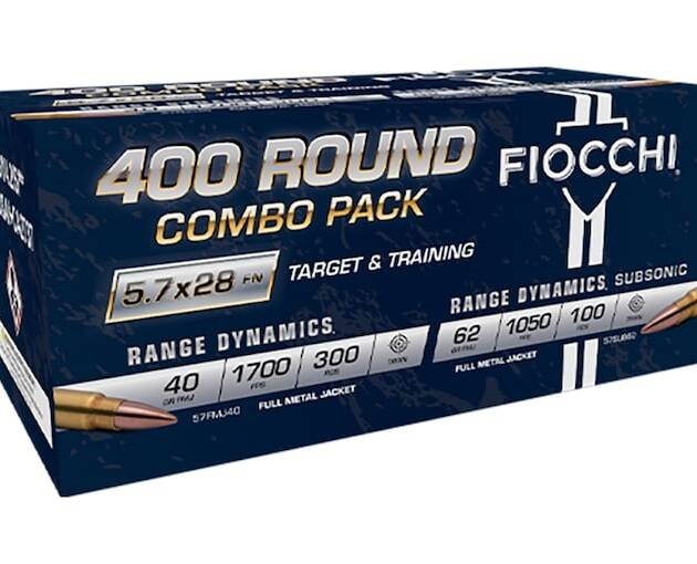 Fiocchi Target Training Combo Pack 5.7x28mm FN Ammo 40 Grain & 62 Grain Full Metal Jacket