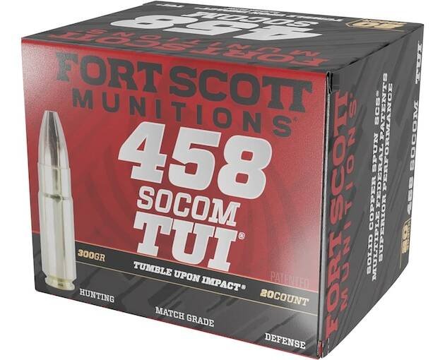 Fort Scott Munitions TUI 458 Socom Ammo 300 Grain Solid Lead Free