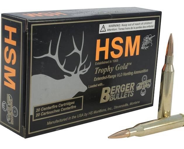 HSM Trophy Gold 25-06 Remington Ammo 115 Grain Berger Hunting VLD (Very Low Drag) Jacketed Hollow Point