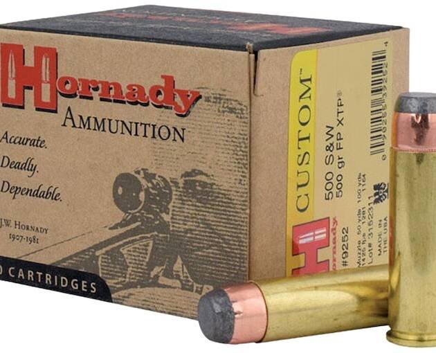 Hornady Custom 500 S&W Magnum Ammo 500 Grain Hornady XTP Jacketed Flat Nose