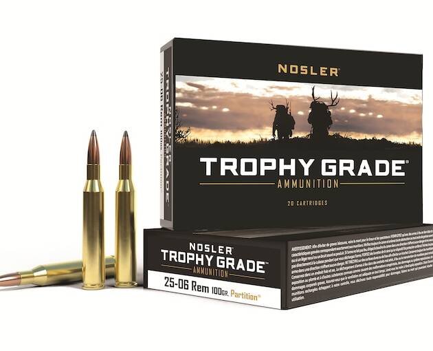 Nosler Trophy Grade 25-06 Remington Ammo 100 Grain Nosler Partition Jacketed Soft Point