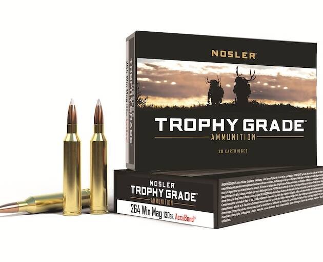 Nosler Trophy Grade 264 Winchester Magnum Ammo 130 Grain Nosler AccuBond Bonded Polymer Tip