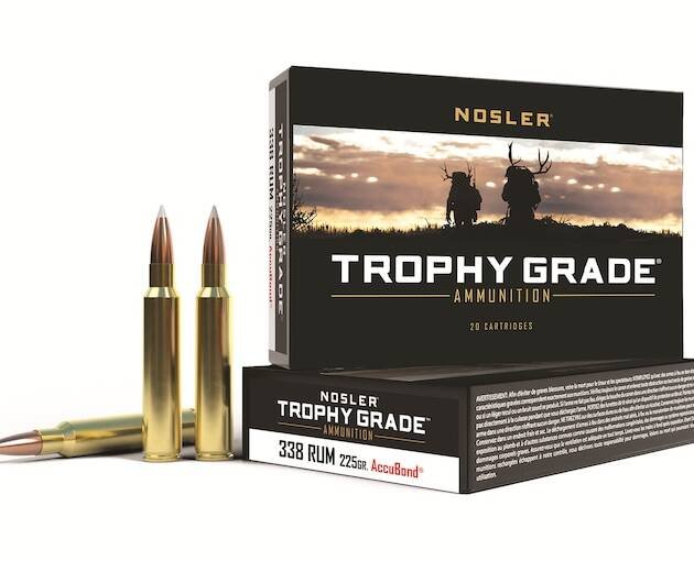 Nosler Trophy Grade 338 Remington Ultra Magnum Ammo 225 Grain Nosler AccuBond Bonded Polymer Tip