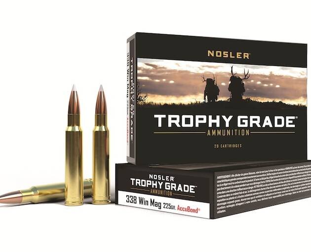 Nosler Trophy Grade 338 Winchester Magnum Ammo 225 Grain Nosler AccuBond Bonded Polymer Tip