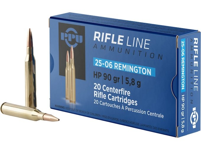 PPU 25-06 Remington Ammo 90 Grain Jacketed Hollow Point