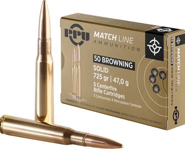 PPU Match 50 BMG Ammo 725 Grain Full Metal Jacket