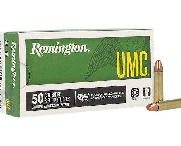 Remington UMC 30 Carbine Ammo 110 Grain Full Metal Jacket