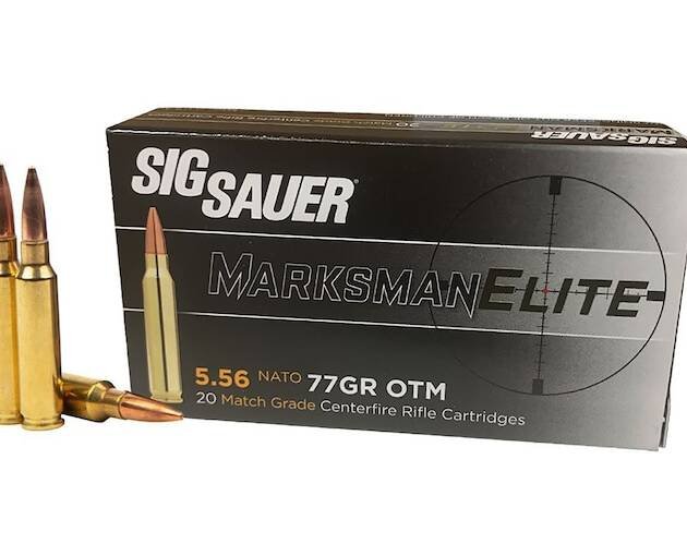 Sig Sauer Marksman Elite 5.56x45mm NATO Ammo 77 Grain Sierra MatchKing Jacketed Hollow Point Box of 20