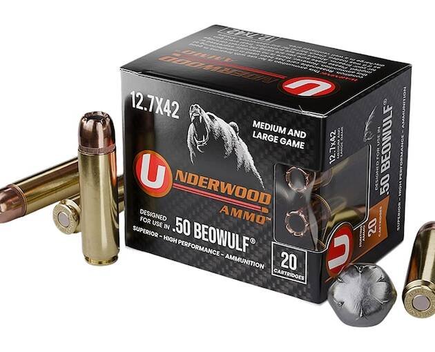 Underwood 50 Beowulf Ammo 350 Grain Hornady XTP Jacketed Hollow Point