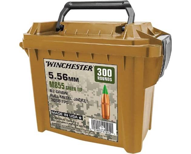 Winchester 5.56x45mm NATO Ammo 62 Grain Penetrator Full Metal Jacket Ammo Can