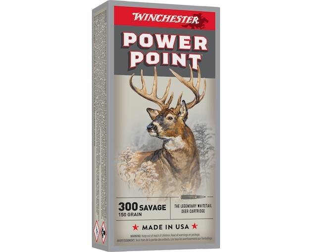 Winchester Power Point 300 Savage Ammo 150 Grain Jacketed Soft Point