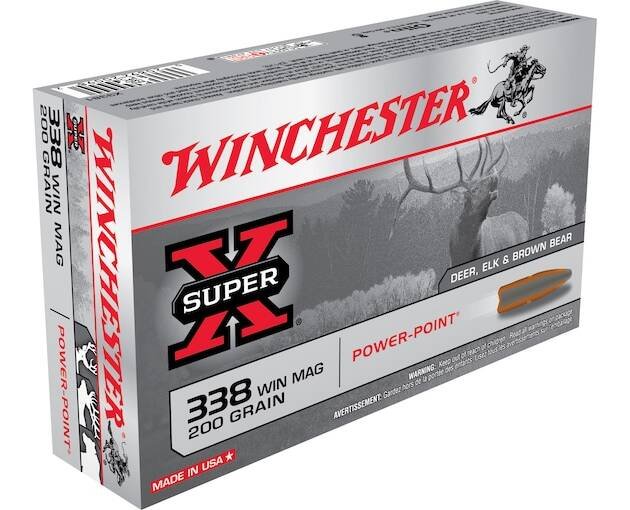 Winchester Super X 338 Winchester Magnum Ammo 200 Grain Winchester Power-Point Jacketed Soft Point