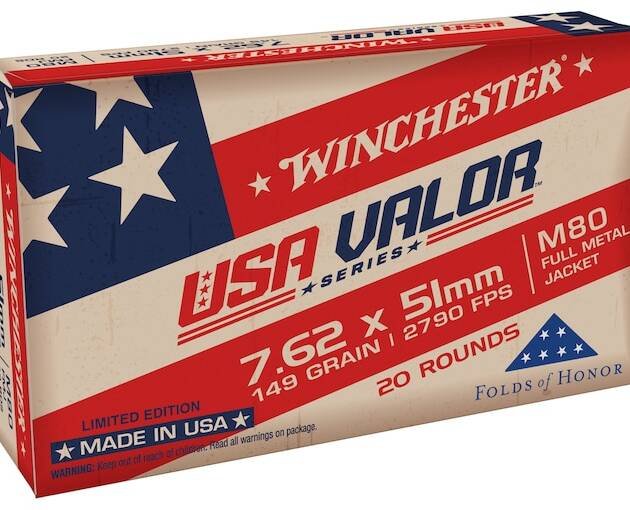 Winchester USA Valor 7.62x51mm NATO Ammo 149 Grain Full Metal Jacket