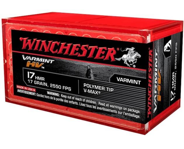 Winchester Varmint High Velocity 17 Hornady Magnum Rimfire (HMR) Ammo 17 Grain Hornady V-Max Polymer Tip
