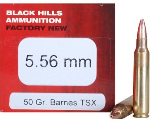 Black Hills 5.56x45mm NATO Ammo 50 Grain Barnes Triple-Shock X Solid Hollow Point Lead Free Box of 500