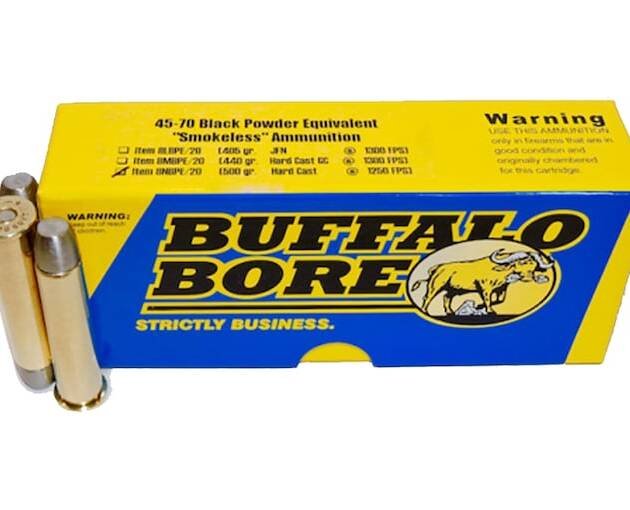 Buffalo Bore Smokeless Blackpowder Equivalent 45-70 Government Ammo 500 Grain Flat Nose Box of 300
