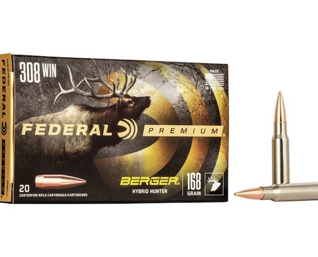 Federal Premium 308 Winchester Ammo 168 Grain Berger Hybrid Hunter Jacketed Hollow Point