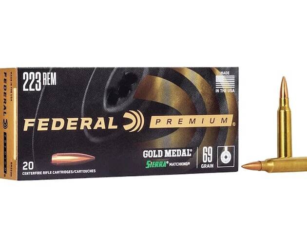 Federal Premium Gold Medal 223 Remington Ammo 69 Grain Sierra MatchKing Jacketed Hollow Point Box of 500