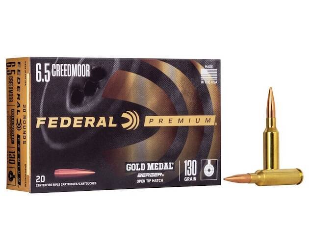 Federal Premium Gold Medal 6.5 Creedmoor Ammo 130 Grain Berger Tactical Hybrid Match Jacketed Hollow Point Box of 500