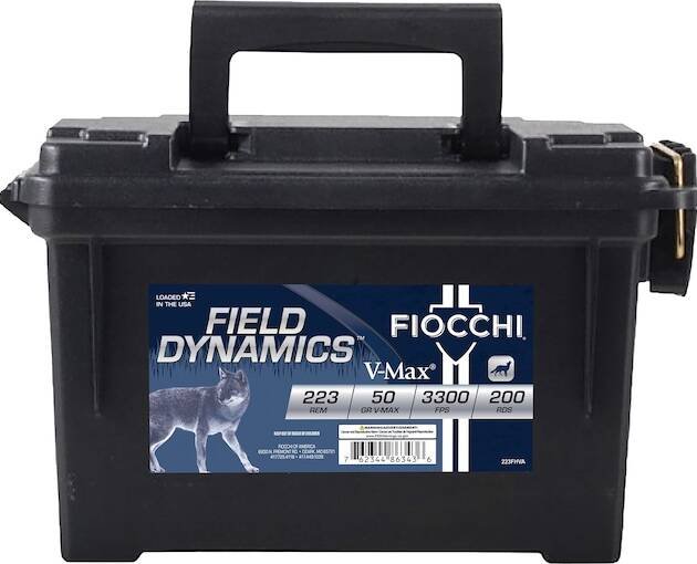 Fiocchi Field Dynamics 223 Remington Ammo 50 Grain Hornady V-Max Polymer Tip Box of 1000