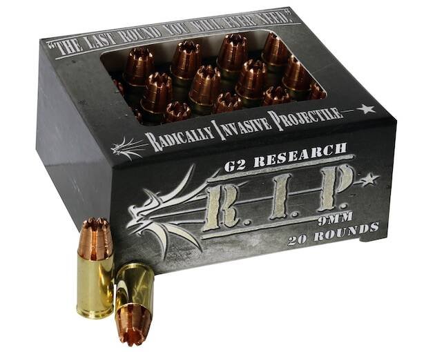 G2 Research R.I.P. 9mm Luger Ammo 92 Grain G2 R.I.P. Fragmenting Hollow Point Lead Free Box of 500