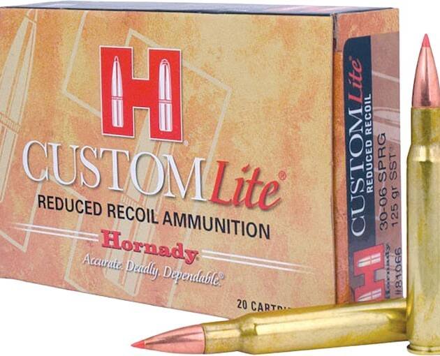 Hornady Custom Lite 30-06 Springfield Ammo 125 Grain Hornady SST (Super Shock Tip) Polymer Tip Box of 500