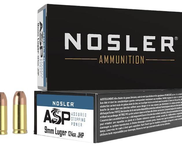 Nosler ASP 9mm Luger Ammo 124 Grain Jacketed Hollow Point Box of 1000