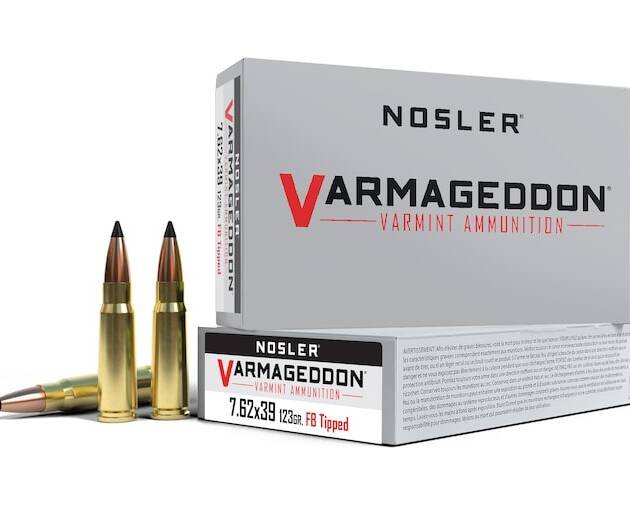 Nosler Varmageddon 7.62x39mm Ammo 123 Grain Nosler Varmageddon Polymer Tip Box of 500