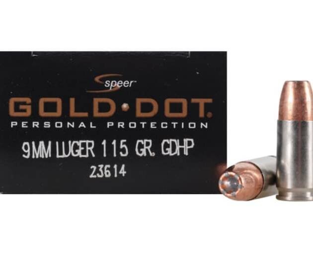 Speer Gold Dot 9mm Luger Ammo 115 Grain Bonded Jacketed Hollow Point Box of 500