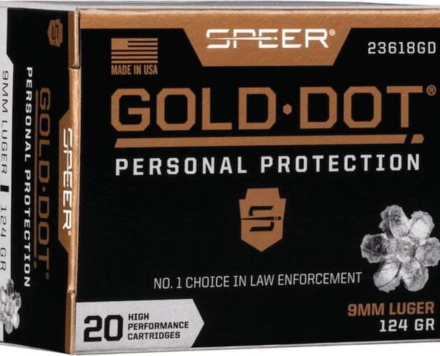 Speer Gold Dot 9mm Luger Ammo 124 Grain Bonded Jacketed Hollow Point Box of 500