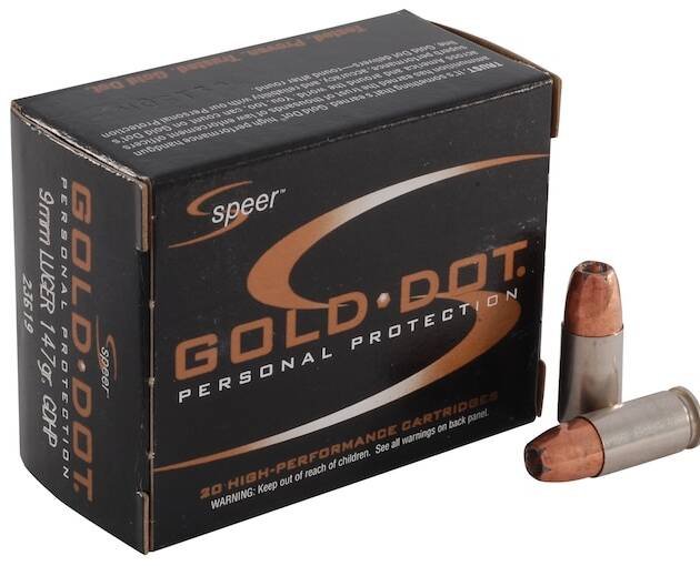 Speer Gold Dot 9mm Luger Ammo 147 Grain Bonded Jacketed Hollow Point Box of 500