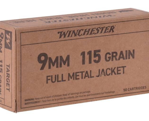 Winchester Target 9mm Luger Ammo 115 Grain Full Metal Jacket Box of 1000