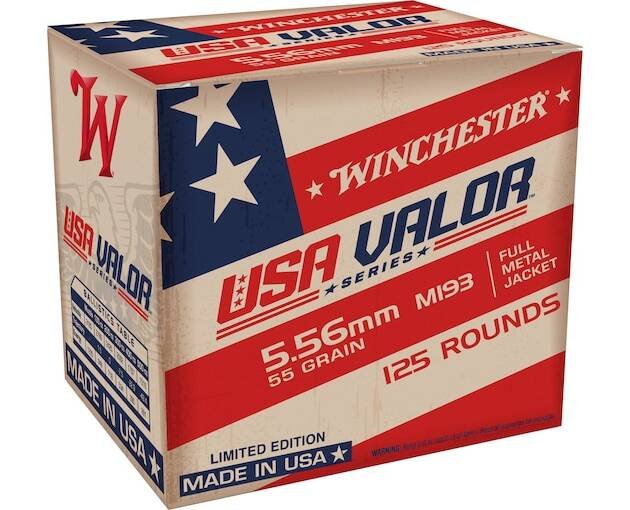 Winchester USA Valor 5.56x45mm NATO Ammo Grain Full Metal Jacket Box of 1000
