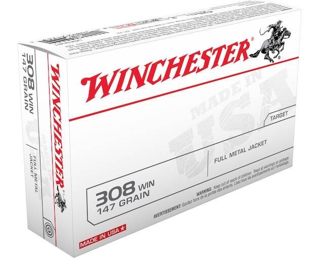 Winchester White Box USA 308 Winchester Ammo 147 Grain Full Metal Jacket Box of 500