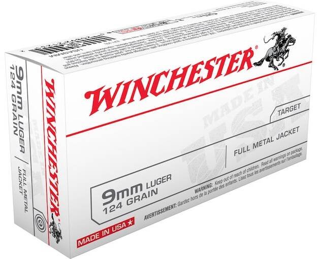 Winchester White Box USA 9mm Luger Ammo 124 Grain Full Metal Jacket Box of 1000