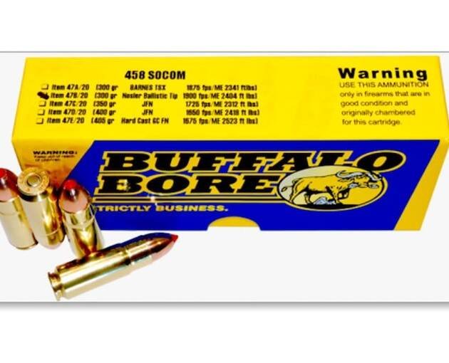 Buffalo Bore 458 Socom Ammo 300 Grain Nosler Ballistic Tip Polymer Tip Box of 500