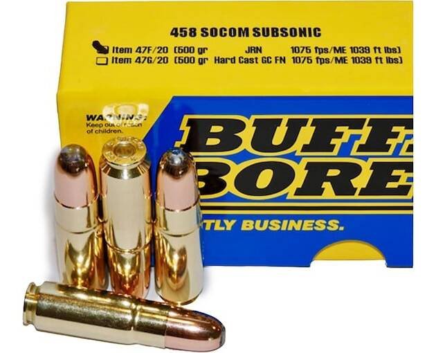 Buffalo Bore 458 Socom Ammo 500 Grain Jacketed Flat Nose Box of 500