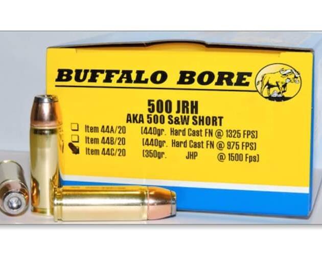 Buffalo Bore 500 JRH (500 S&W Short) Ammo 440 Grain Flat Nose Low Recoil Box of 300